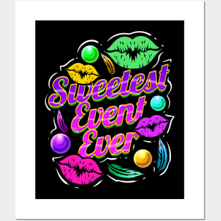 Logo Sweetest Event Ever, Kiss Mouth, Beads For Mardi Gras Posters and Art